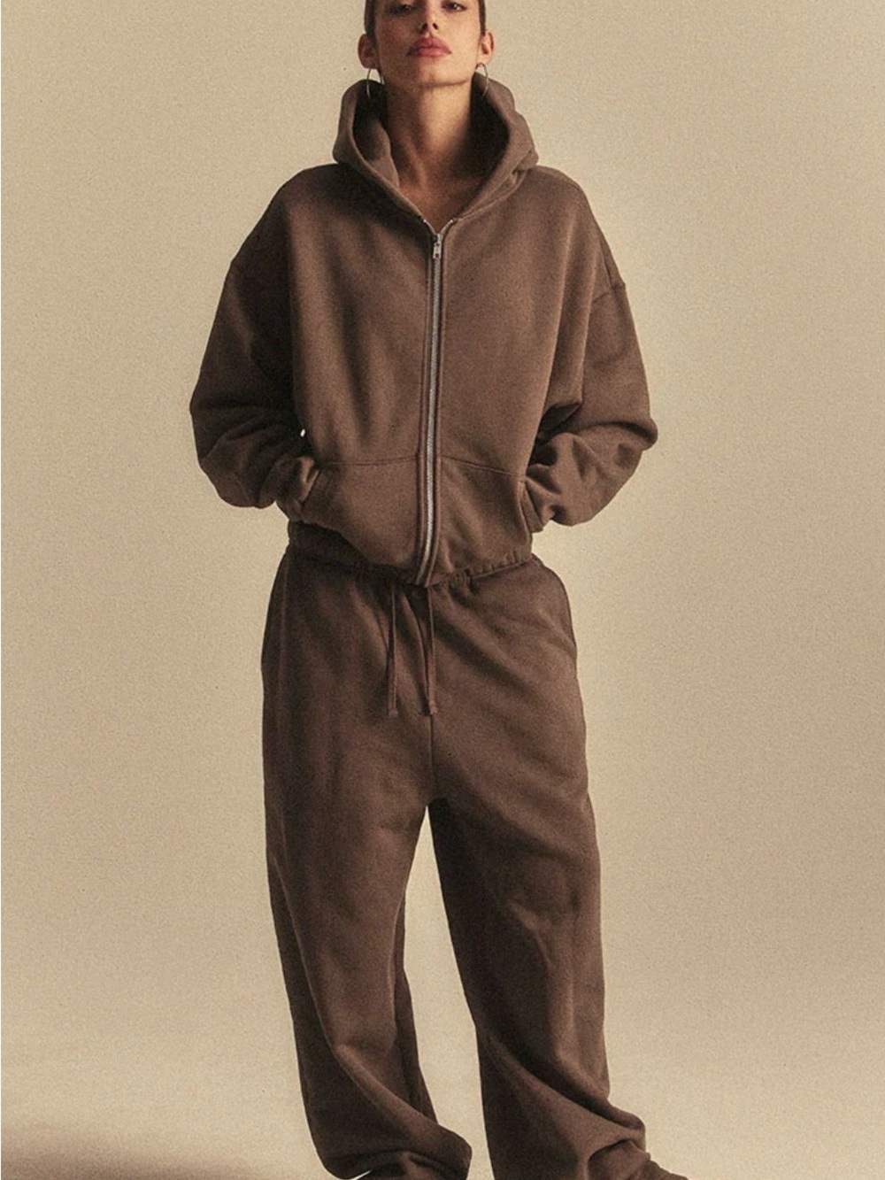 ELWOOD Vintage Brown Core Zip Hoodie & Core Straight Leg Sweatpants Set